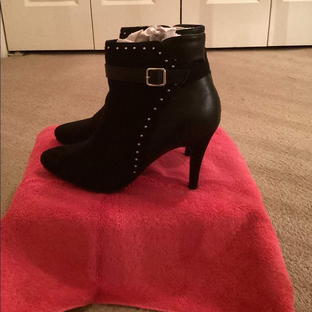 Rouge Black Suede Ankle Boots, Size 8.5